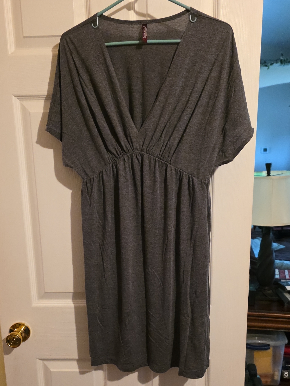 Old Navy Charcoal Gray V-Neck Empire Waist Midi Dress